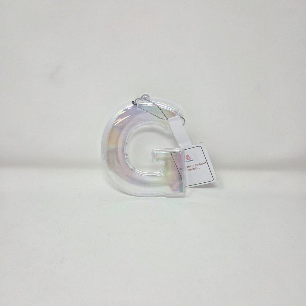 G Iridescent Monogram Initial Christmas Ornament